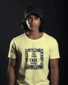 Eat. Sleep. Code. Repeat. - Butter Yellow Sleeve T-Shirt